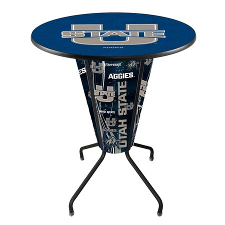 Holland Bar Stool Co Lighted 42" Black Utah State Pub Table L218B42UtahSt36RUtahSt